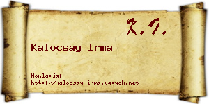 Kalocsay Irma névjegykártya